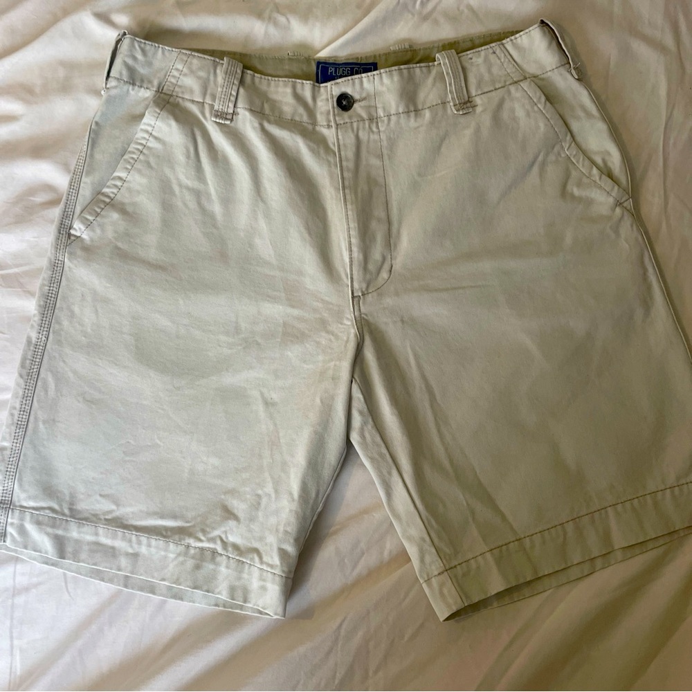 Plugg Co Size 38 10 Inseam Men’s Flat Front Shorts Khaki